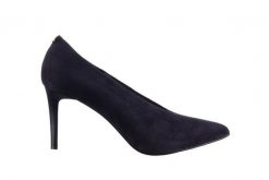 Czółenka Bayla-056 9228-488 Czarny Zamsz, Granat, Skóra naturalna - 40. Niebieskie czółenka damskie Bayla, bez wzorów, z materiału, bez obcasa, na obcasie. W wyprzedaży za 179.10 zł.