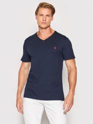 Polo Ralph Lauren T-Shirt 710671453091 Granatowy Custom Slim Fit. Niebieskie koszulki polo męskie Polo Ralph Lauren, l, bez wzorów, z bawełny, bez ramiączek. Za 359.99 zł.