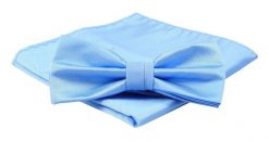 Mucha Męska z Poszetką, Błękitna Jednokolorowa w Drobny Prążek -ALTIES. Niebieskie krawaty i muchy męskie Alties, bez wzorów, eleganckie. Za 54.00 zł.