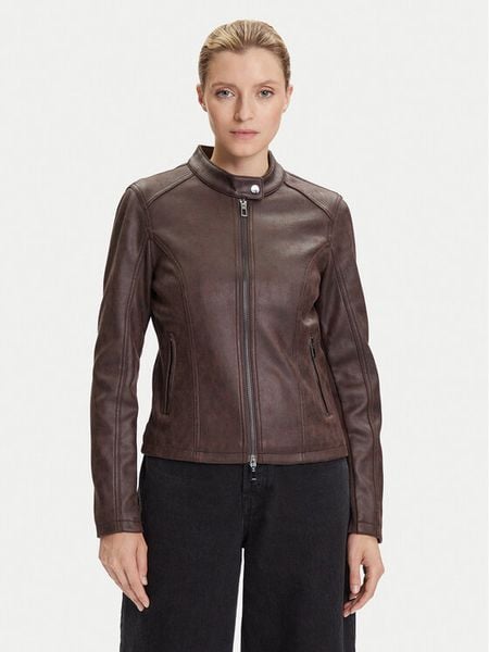Desigual Kurtka z imitacji skóry Basic 25WWEW43 Brązowy Regular Fit. Brązowe kurtki damskie Desigual, xs, bez wzorów, ze skóry, bez kaptura. Za 339.99 zł.