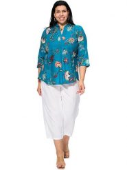 Aller Simplement Bluzka w kolorze niebieskim rozmiar: 50/52. Niebieskie bluzki damskie Aller Simplement, bez wzorów, z bawełny, bez kołnierzyka, bez ramiączek. Za 123.53 zł.