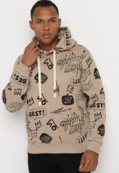 Ciemnobeżowa Bluza z Bawełną i Kapturem Ozdobiona Abstrakcyjnym Wzorem Arsolea. Brązowe bluzy z kapturem męskie Born2be, l, z bawełny. Za 79.99 zł.