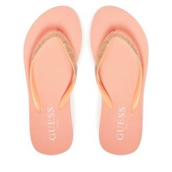 Japonki Guess. Brązowe klapki damskie Guess, z aplikacjami, bez obcasa. Za 119.99 zł.