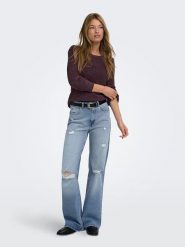 ONLY Sweter w kolorze fioletowym rozmiar: L. Różowe swetry klasyczne damskie Only, l, bez kołnierzyka. Za 85.95 zł.