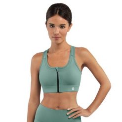 Stanik sportowy Fitness Damski- Wysokie wsparcie. Zielone biustonosze sportowe damskie SIROKO, bez wzorów, z elastanu. Za 127.00 zł.