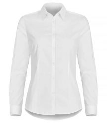 Clique Stretch Shirt L/S Women – koszula stretch z długim rękawem. Białe koszule damskie CLIQUE, l, bez wzorów, z bawełny, bez kołnierzyka, bez ramiączek. Za 202.48 zł.