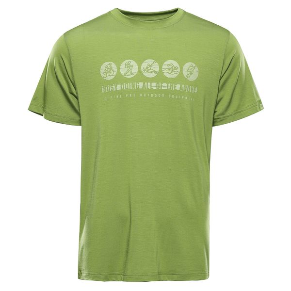 Koszulka męska turystyczna szybkoschnąca Alpine Pro Lyor. Zielone t-shirty sportowe męskie Alpine Pro, na lato, m, z elastanu, bez ramiączek, trekkingowe. Za 109.00 zł.