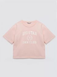 Koszulka dziewczęca z nadrukiem różowa Minka 600. Czerwone koszulki dziewczęce Big Star, m, bez wzorów, z bawełny, bez ramiączek. Za 59.99 zł.