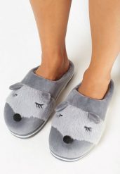 Szare Kapcie z Futerkiem i Ozdobnymi Uszami Vlavellla. Szare kapcie damskie Born2be. Za 19.99 zł.