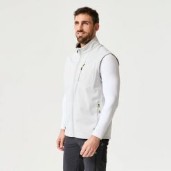 Kamizelka softshell żeglarska męska Decathlon 900. Szare kurtki softshell damskie TRIBORD, l, bez wzorów, z dzianiny, bez kaptura. Za 149.99 zł.