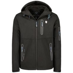 Geographical Norway Softshell TAXILLUS BLACK DB MEN 056, kurtka męska czarna. Czarne kurtki softshell damskie Geographical Norway, l, bez wzorów, z elastanu, z kapturem. Za 269.00 zł.