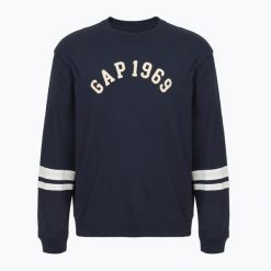 Bluza męska GAP Logo Piping Crewneck. Niebieskie bluzy bez kaptura męskie GAP, m, z bawełny. Za 149.99 zł.