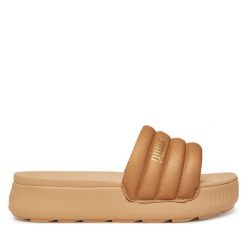 Klapki Puma. Żółte klapki damskie Puma, bez wzorów, bez obcasa. Za 169.99 zł.