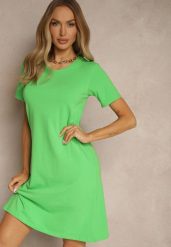 Zielona Sukienka z Bawełny o T-shirtowym Fasonie Niliora. Zielone sukienki damskie Renee, na co dzień, l, bez wzorów, z bawełny, eleganckie, bez kołnierzyka, bez ramiączek, mini, sportowe. W wyprzedaży za 31.99 zł.