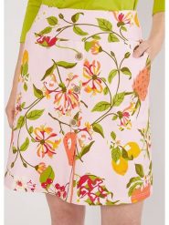 Blutsgeschwister Szorty "Rainbowfull of light vitamins" w kolorze jasnoróżowo-zielonym rozmiar: S. Różowe szorty damskie Blutsgeschwister, bez wzorów, z bawełny, z podwyższonym stanem. Za 105.14 zł.