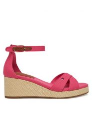Tommy Hilfiger Sandały Flag Criss-Cros Mid Wedge Espad FW0FW08481 Różowy. Czerwone sandały damskie Tommy Hilfiger, bez wzorów, z materiału, bez obcasa, na koturnie. Za 279.99 zł.