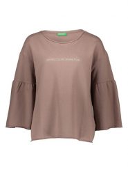 Benetton Bluza w kolorze szarobrązowym rozmiar: S. Brązowe bluzy bez kaptura damskie Benetton, s, z bawełny. Za 74.63 zł.
