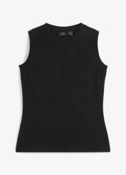 Tank top. Białe topy damskie bonprix, bez wzorów, bez kołnierzyka. Za 37.99 zł.
