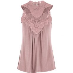 Top koronkowy. Czarne topy damskie bonprix, bez wzorów, z koronki, bez kołnierzyka. Za 59.99 zł.