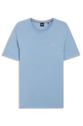 Koszulka męska z krótkim rękawem BOSS Rib AZZURRO bawełniana T-Shirt. Niebieskie t-shirty męskie Boss, m, bez wzorów, z bawełny, bez kołnierzyka. Za 169.00 zł.