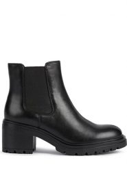 Geox Skórzane sztyblety "Damiana" w kolorze czarnym rozmiar: 39. Czarne botki damskie Geox, z gumy, sportowe, bez obcasa, bez zapięcia. Za 326.32 zł.