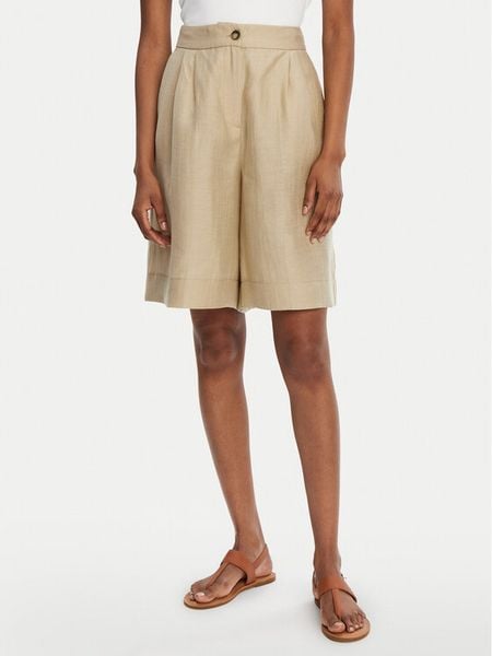 KAOS Szorty materiałowe RP1MR069 Beżowy Regular Fit. Brązowe szorty damskie KAOS, bez wzorów, ze lnu. Za 539.99 zł.