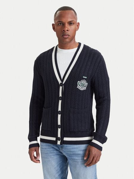 Guess Kardigan Z6YR01 Z1151 Granatowy Regular Fit. Niebieskie kardigany męskie Guess, m, z aplikacjami, z wiskozy, bez kołnierzyka. Za 474.99 zł.