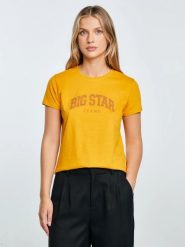 Koszulka damska bawełniana z logo BIG STAR żółta Ramila 201. Żółte t-shirty damskie Big Star, l, bez wzorów, z bawełny, bez kołnierzyka. Za 89.99 zł.