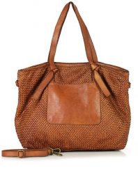Oryginalna torebka pleciona damska skórzany shopper bag - MARCO MAZZINI brąz camel. Brązowe shopper bag damskie bez wzorów, ze skóry, duże, bez dodatków. Za 629.00 zł.