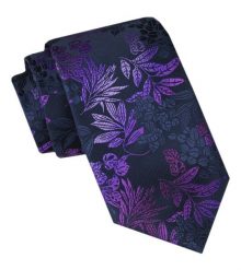 Męski Krawat - Alties - Kwiaty, Odcienie Fioletu. Krawaty i muchy męskie Alties, bez wzorów, z tkaniny, eleganckie. Za 49.00 zł.