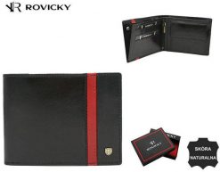 Portfel skórzany Rovicky 22319-RVTP czarny. Czarne portfele męskie ROVICKY, bez wzorów, ze skóry. Za 75.99 zł.