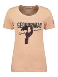 Geographical Norway Koszulka "Jeverything" w kolorze jasnoróżowym rozmiar: XXL. Różowe bluzki damskie Geographical Norway, xxl, bez wzorów, z bawełny, bez kołnierzyka. Za 43.88 zł.