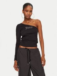 Juicy Couture Bluzka Nella JCWCT24310 Czarny Slim Fit. Czarne bluzki damskie Juicy Couture, m, bez wzorów, bez kołnierzyka, bez ramiączek. Za 219.99 zł.