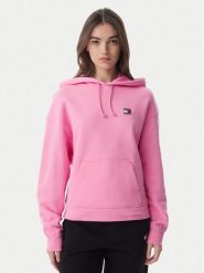 Tommy Jeans Bluza Badge DW0DW19414 Różowy jasny Boxy Fit. Czerwone bluzy bez kaptura damskie Tommy Jeans, m, z bawełny. Za 409.99 zł.