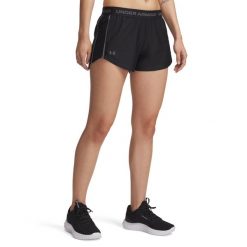 Szorty damskie Under Armour Tech™ Play Up. Czarne szorty damskie Under Armour, bez wzorów, z dzianiny, z podwyższonym stanem. Za 324.99 zł.