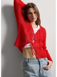 STEFANEL Kardigan w kolorze czerwonym rozmiar: L. Czerwone kardigany damskie Stefanel, l, bez wzorów, ze splotem. Za 252.99 zł.