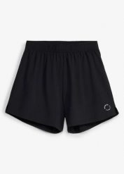 Szorty sportowe z wszytymi kolarkami, 2 w 1, szybkoschnące. Czarne spodenki sportowe damskie bonprix. Za 99.99 zł.