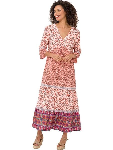 Heine Sukienka ze wzorem rozmiar: 46. Sukienki damskie Heine, bez wzorów, z wiskozy, bez kołnierzyka, bez ramiączek, maxi, kopertowe. Za 83.22 zł.