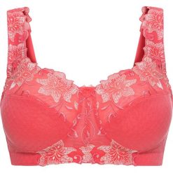 Biustonosz odciążający, bez fiszbinów bonprix jasnoróżowy. Czerwone biustonosze bonprix, bez wzorów. Za 59.99 zł.