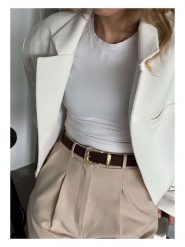 Lucky Bees Pasek w kolorze ciemnobrązowym - dł. 100 cm rozmiar: onesize. Brązowe paski damskie Lucky Bees, bez wzorów, z materiału. Za 34.99 zł.