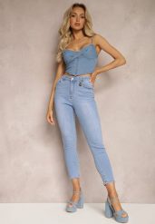 Jasnoniebieskie Jeansy o Dopasowanym Fasonie Skinny Galeth. Niebieskie jeansy damskie Renee. Za 89.99 zł.