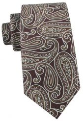 Krawat Męski - Angelo di Monti - Duży Wzór Paisley, Ciemny Mahoń. Brązowe krawaty i muchy męskie Angelo di Monti, bez wzorów, z tkaniny, eleganckie. Za 45.00 zł.