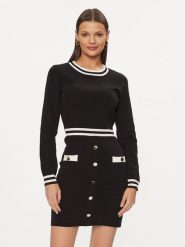 Morgan Sukienka dzianinowa 241-RMVA Czarny Regular Fit. Czarne sukienki damskie Morgan, l, bez wzorów, z dzianiny, bez kołnierzyka, bez ramiączek. Za 299.99 zł.