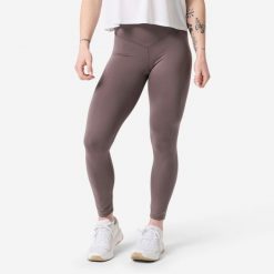 Legginsy do treningu siłowego damskie Domyos. Czarne legginsy damskie DOMYOS, l, bez wzorów, z materiału, z podwyższonym stanem, na fitness i siłownię. Za 149.99 zł.