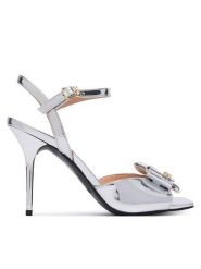 LOVE MOSCHINO Sandały JA16069G0OJE090B Srebrny. Szare sandały damskie Love Moschino, bez wzorów, ze skóry, bez obcasa, na szpilce. Za 1,099.00 zł.