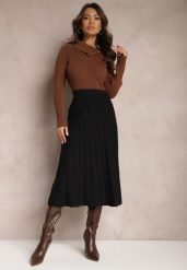 Czarna Dzianinowa Spódnica Trapezowa Midi Arion. Czarne spódniczki damskie Renee, l, bez wzorów, z dzianiny, eleganckie, midi, trapezowe. Za 79.99 zł.