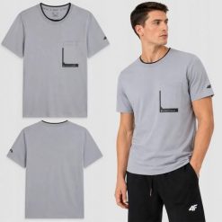 T-SHIRT MĘSKI 4F KOSZULKA BAWEŁNIANA SPORTOWA NA CO DZIEŃ M2663 SS26. Szare t-shirty sportowe męskie 4f, m, z bawełny, bez ramiączek, na fitness i siłownię. Za 126.00 zł.