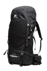 Plecak turystyczny Yosemite 65. Czarne plecaki damskie VOLVEN, bez wzorów, z materiału. Za 599.99 zł.