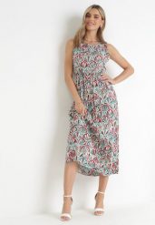 Zielona Sukienka z Wiskozy w Stylu Boho z Gumką w Pasie Lostti. Zielone sukienki damskie Born2be, na lato, l, bez wzorów, z wiskozy, boho, bez kołnierzyka, bez ramiączek, maxi, rozkloszowane. W wyprzedaży za 63.99 zł.