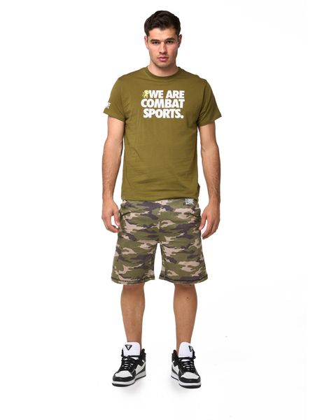 Letni zestaw męski w kamuflażu: koszulka i spodenki Leone. Czarne szorty męskie LEONE 1947 APPAREL, m, z bawełny, na fitness i siłownię. Za 147.31 zł.